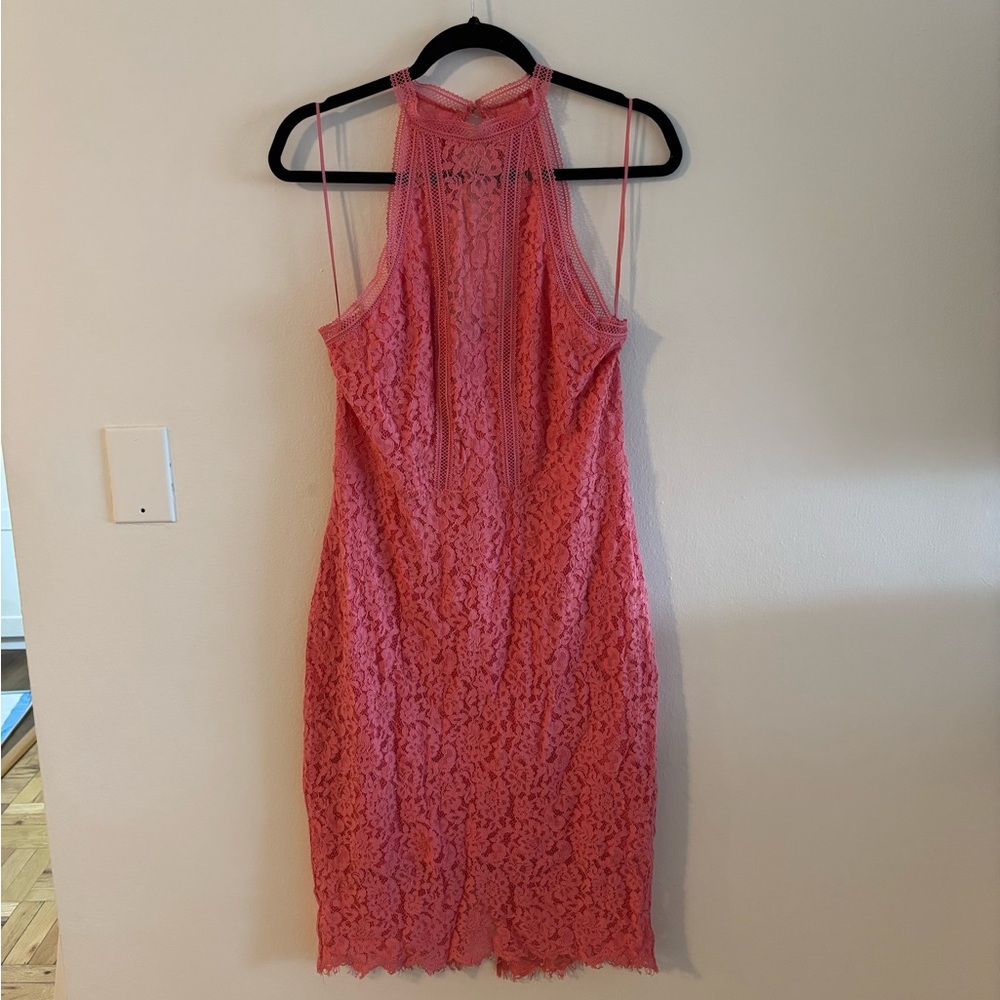 Express Pink Lace Backless Dress